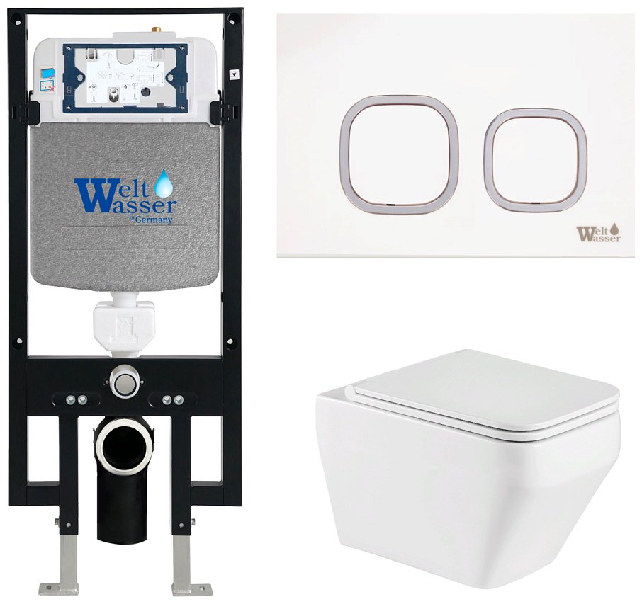 WeltWasser унитаз с инсталляцией HOFBACH 041 GL-WT, санфаянс купить,NaN