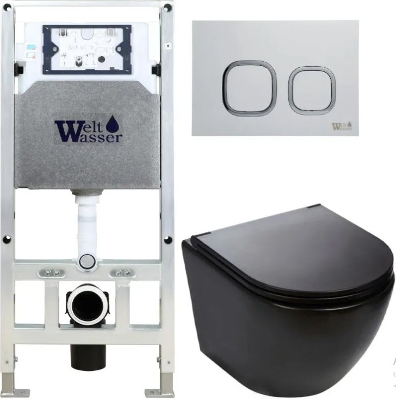 Унитаз WeltWasser Merzbach 043 MT-BL с инсталляцией черный купить,356700