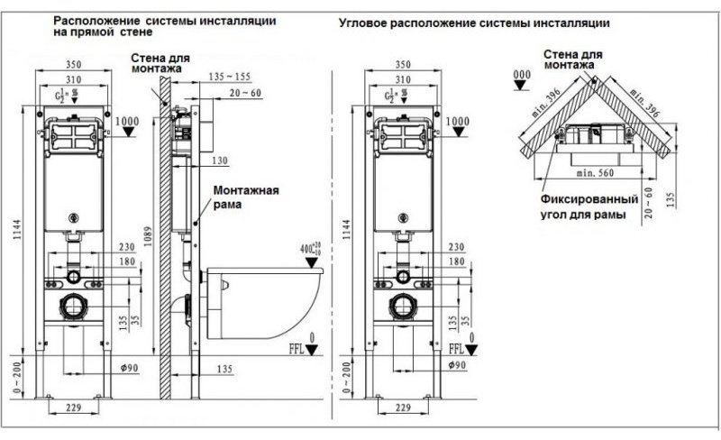WeltWasser унитаз с инсталляцией ROTBACH 004 GL-WT, санфаянс