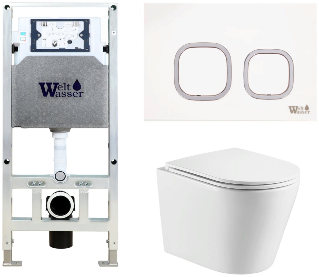 Унитаз WeltWasser Salzbach 043 GL-WT 506ST с инсталляцией белый купить,311900