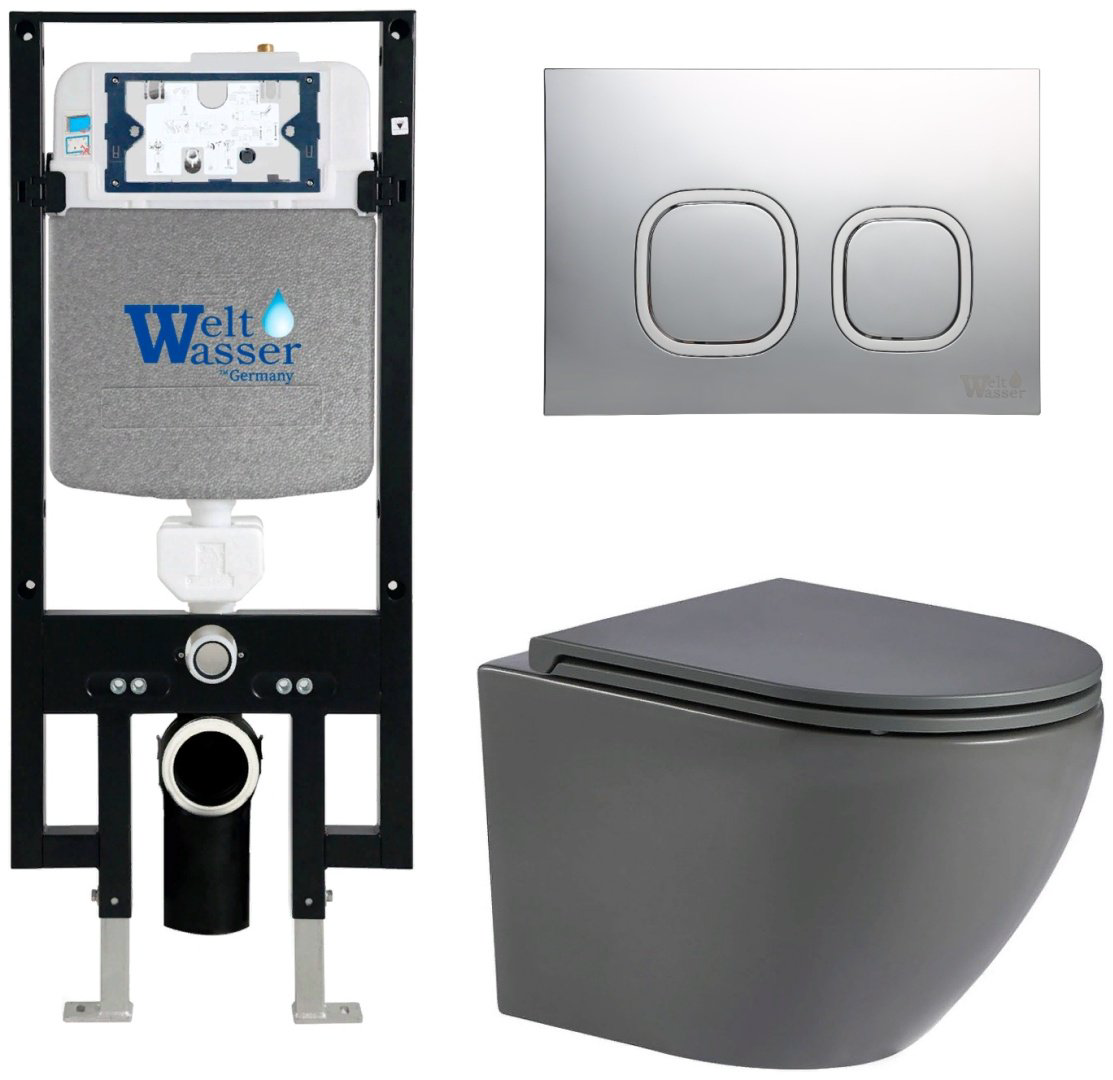 Унитаз WeltWasser Merzbach AM49766 с инсталляцией серый купить,329000