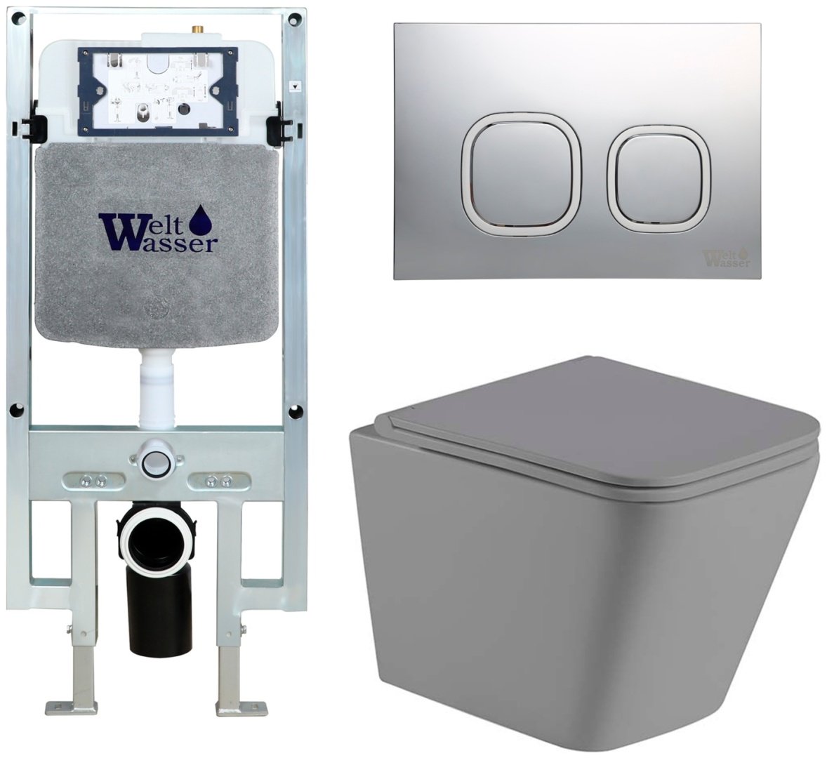 WeltWasser унитаз с инсталляцией GELBACH 041 MT-GR, санфаянс