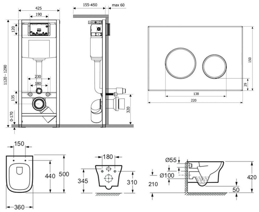 Унитаз Lavinia Boho 87561063 с инсталляцией белый