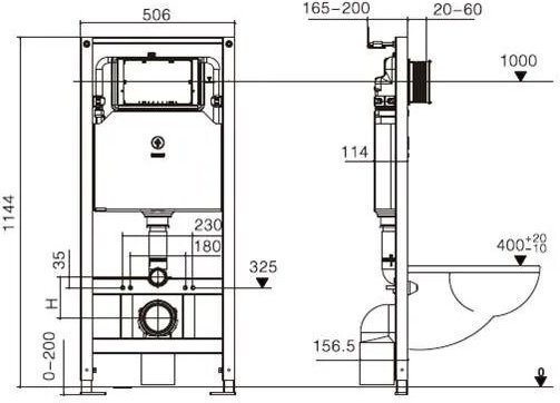 WeltWasser унитаз с инсталляцией ROTBACH 004 GL-WT, санфаянс