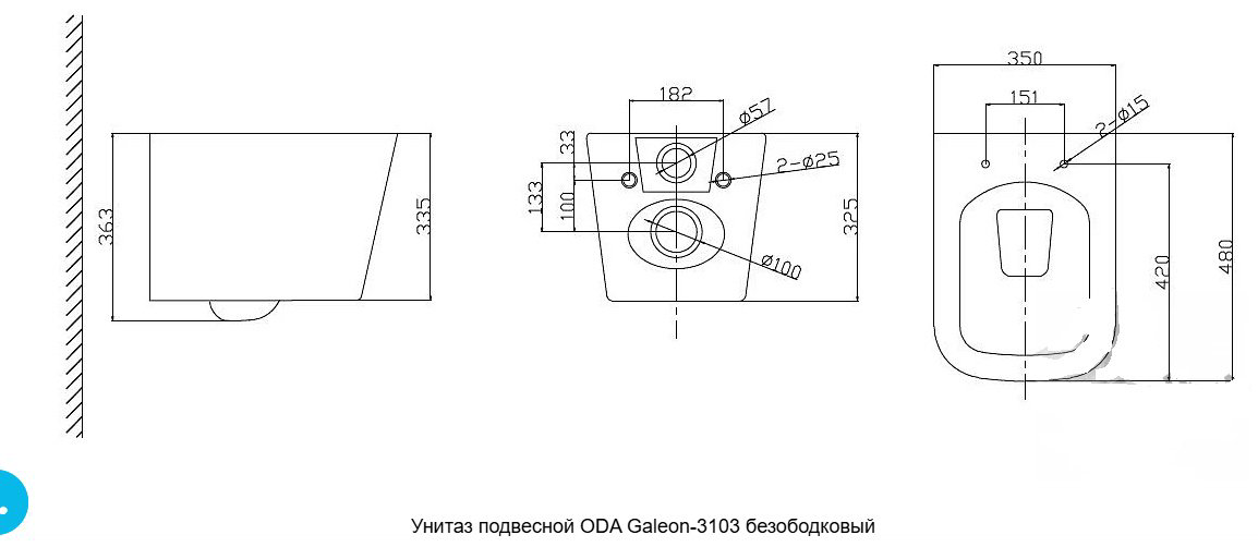 Унитаз Oda Galeon-3103 белый купить,NaN