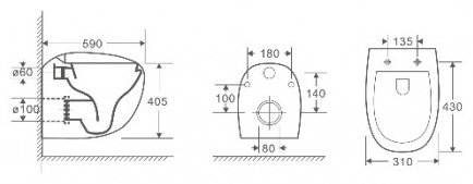 WeltWasser унитаз с инсталляцией JECKENBACH 004 GL-WT, санфаянс
