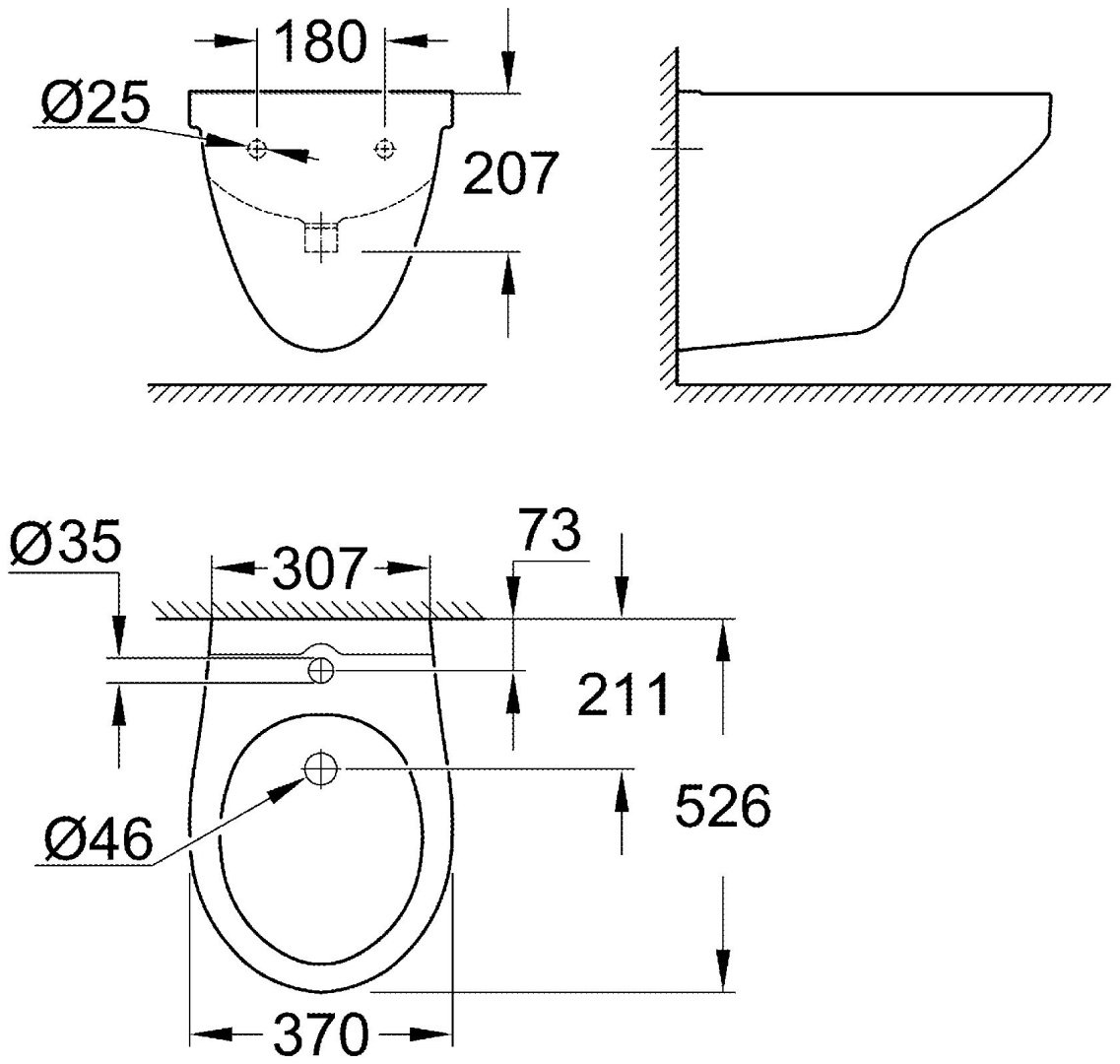 Grohe биде bau ceramic 39433000, санфарфор