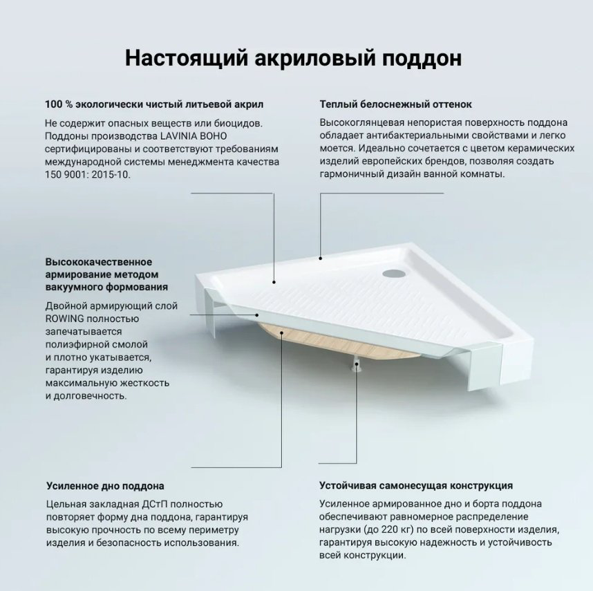 Душевой поддон Lavinia Boho Rock 37071800 80x80 средний купить,256113