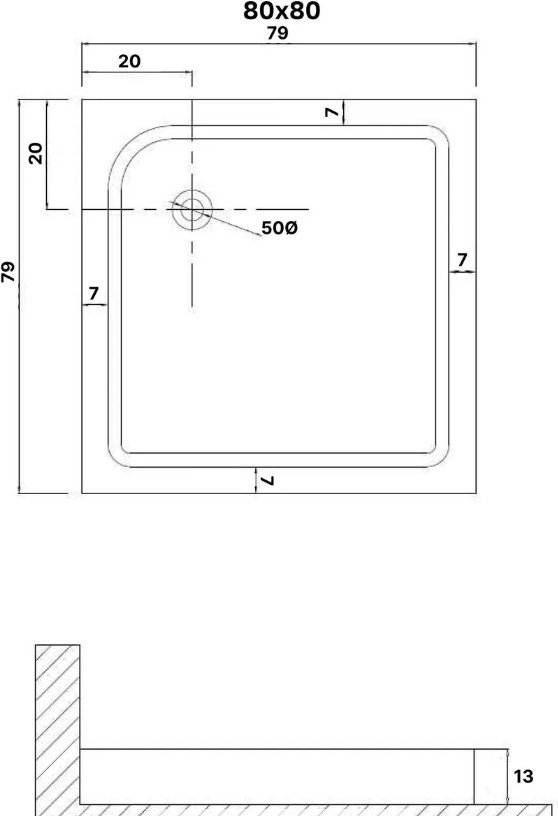 Душевой поддон KABINKA.KZ NG-P8080-14Q 80x80 низкий
