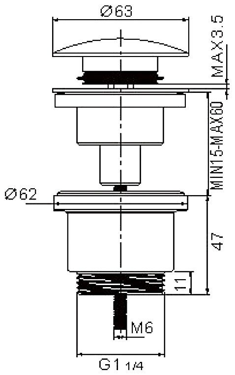 Донный клапан без перелива Rose RS31T 1 1/4 купить,NaN