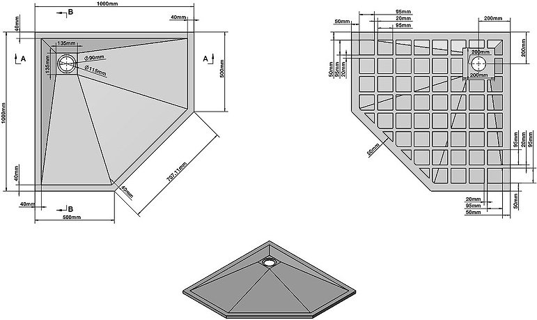 Душевой поддон KABINKA.KZ VST-4SP1010A 100x100 низкий купить,269500