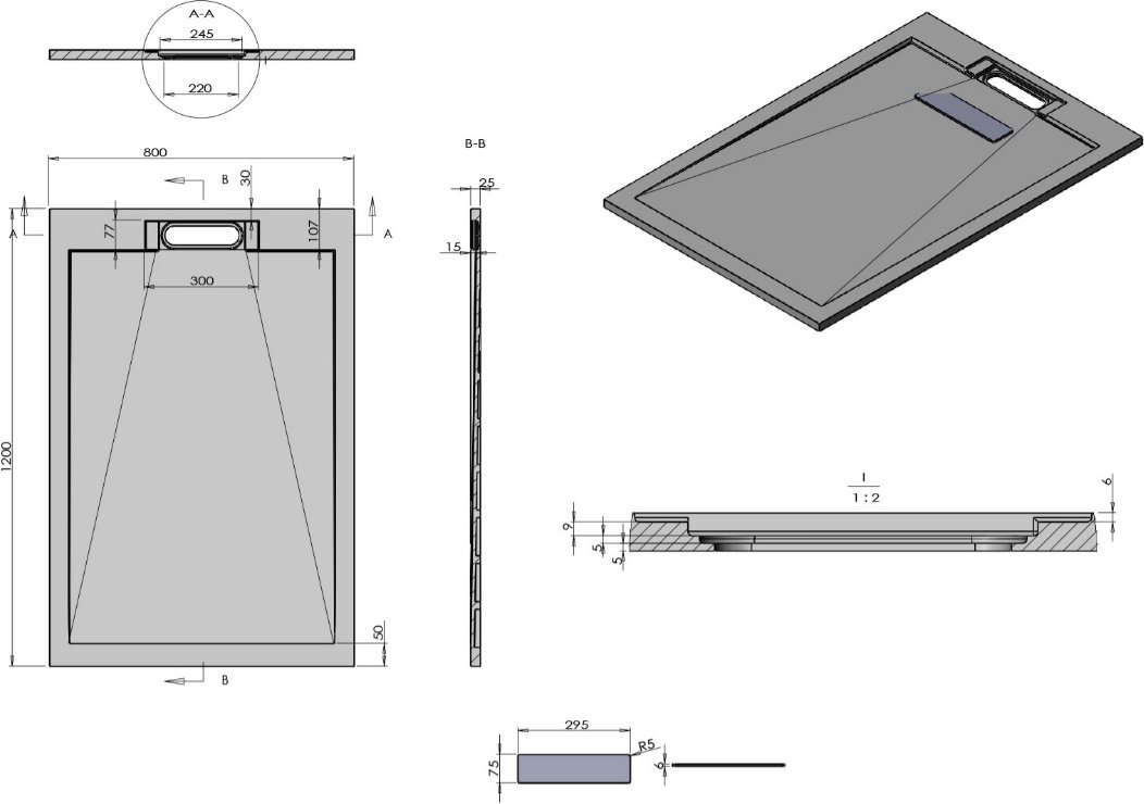 Душевой поддон KABINKA.KZ VST-4SRL8012A 120x80 низкий - ForteMarket Душевой поддон KABINKA.KZ VST-4SRL8012A 120x80 низкий купить,0