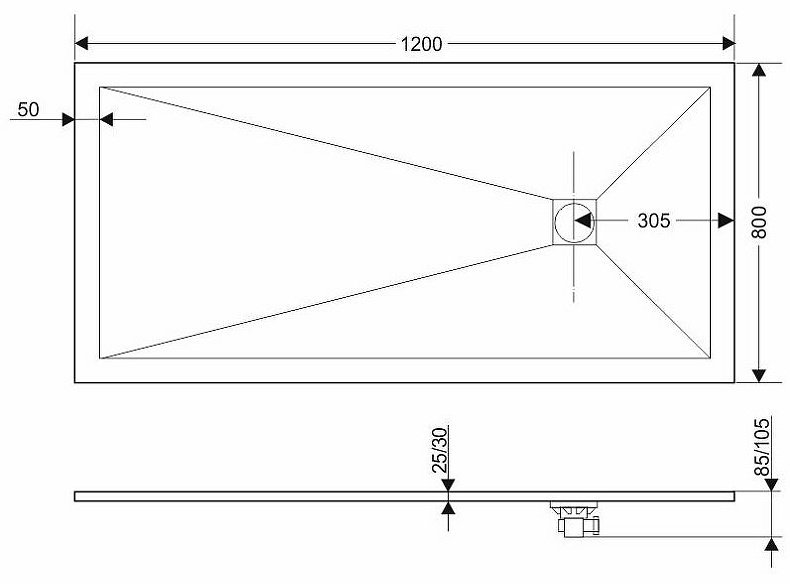 Душевой поддон Grossman GR-S180120Q 120x80 низкий