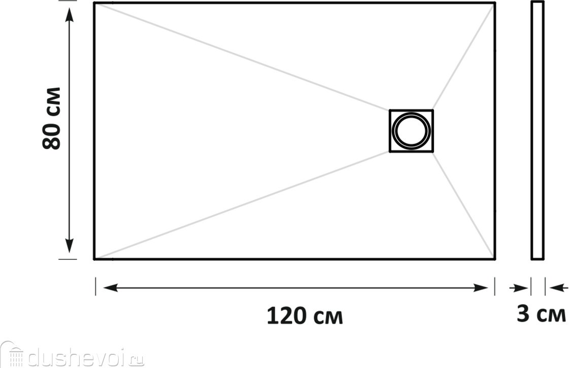 Душевой поддон KABINKA.KZ PTA-ST-120Wstone 120x80 низкий