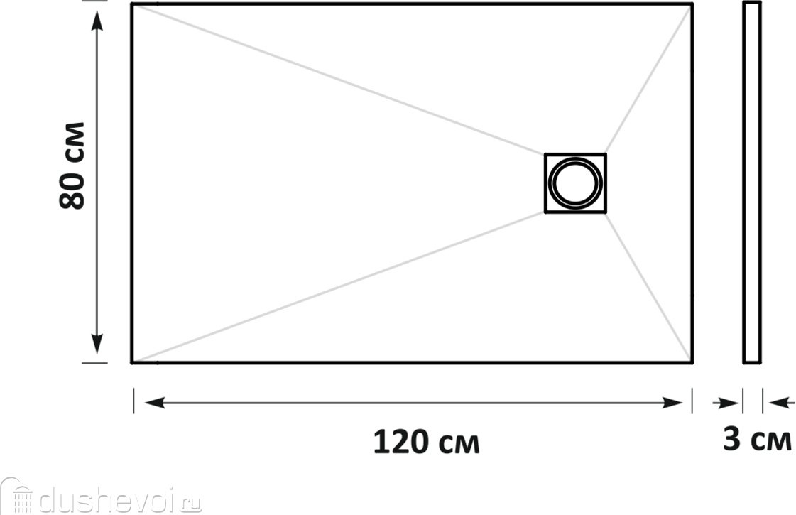 Душевой поддон KABINKA.KZ PTA-ST-120Wstone 120x80 низкий купить,NaN