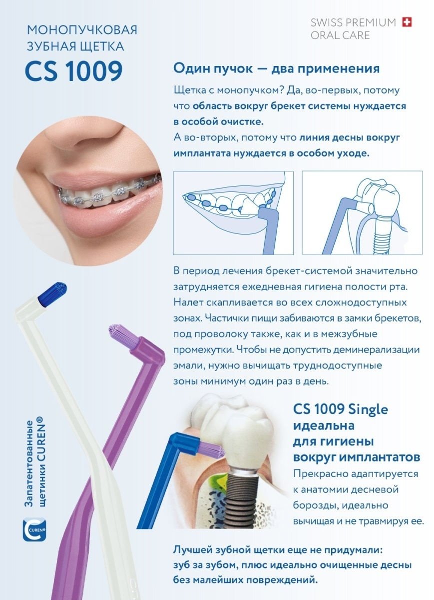CURAPROX 1009 SINGLE монопучковая зубная щетка средняя 1 шт купить,0