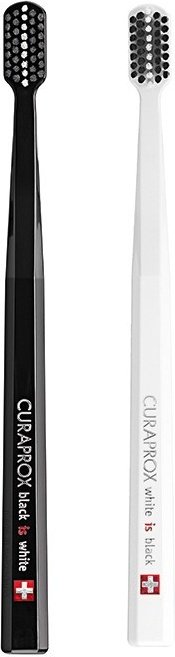 CURAPROX Black is White duet SwissCare зубная щетка, набор по уходу за полостью рта мягкая 2 шт