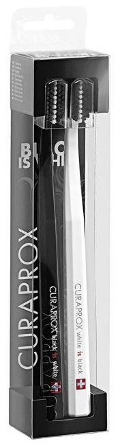 CURAPROX Black is White duet SwissCare зубная щетка, набор по уходу за полостью рта мягкая 2 шт