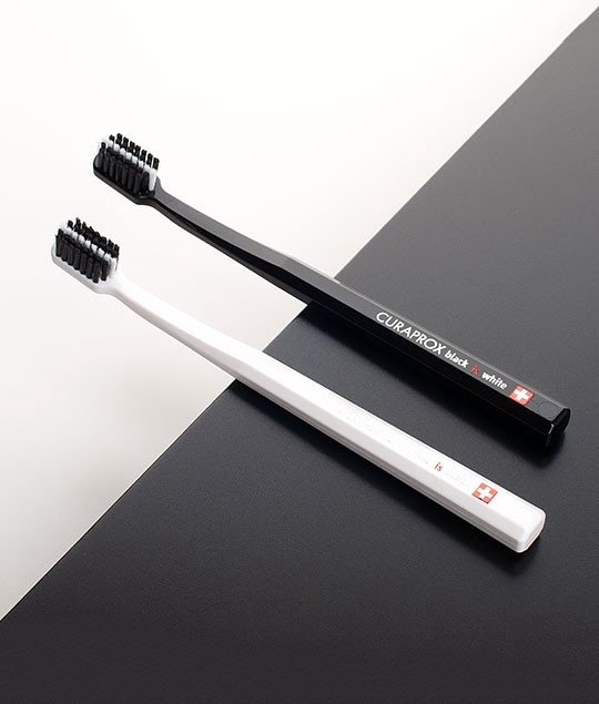 CURAPROX Black is White duet SwissCare зубная щетка, набор по уходу за полостью рта мягкая 2 шт купить,NaN