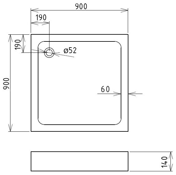 Душевой поддон GEMY ST17T 90x90 низкий