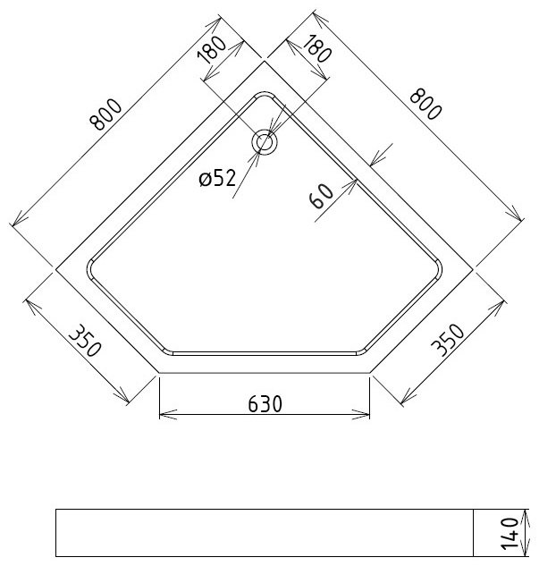 Душевой поддон GEMY ST09T 80x80 низкий