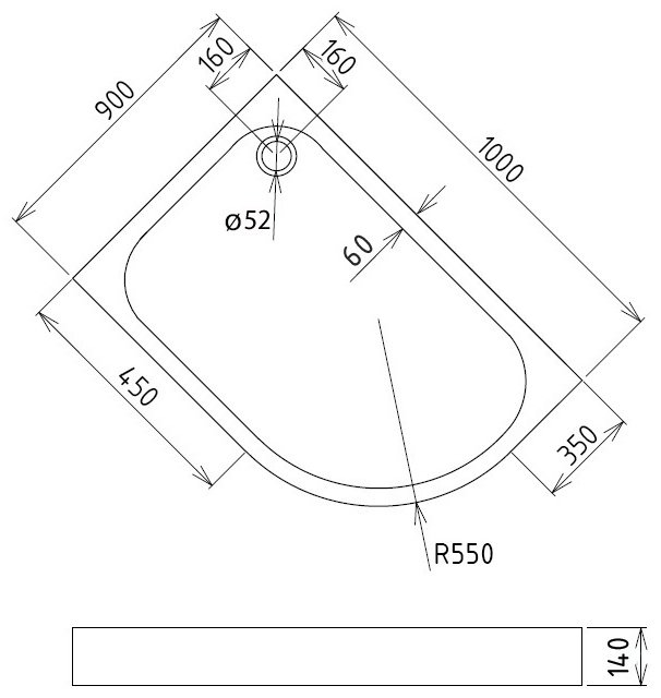 Душевой поддон GEMY ST19 L 100x90 низкий