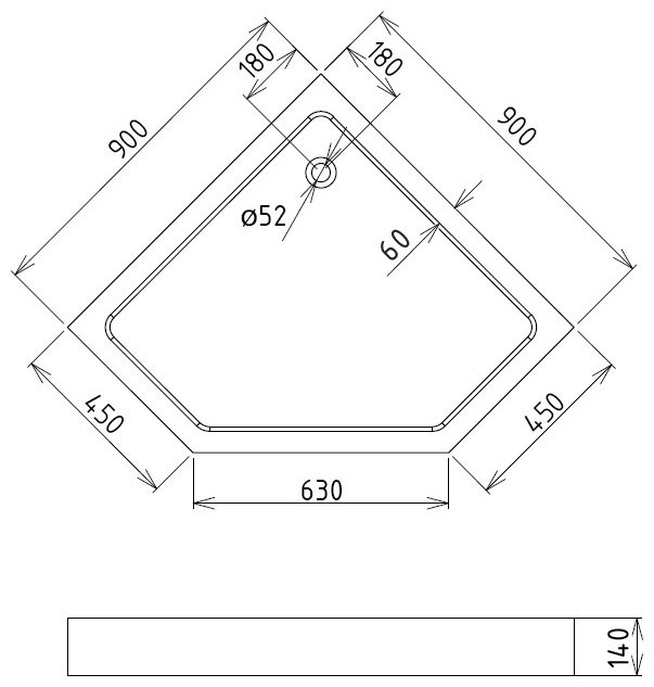 Душевой поддон GEMY ST10T 90x90 низкий