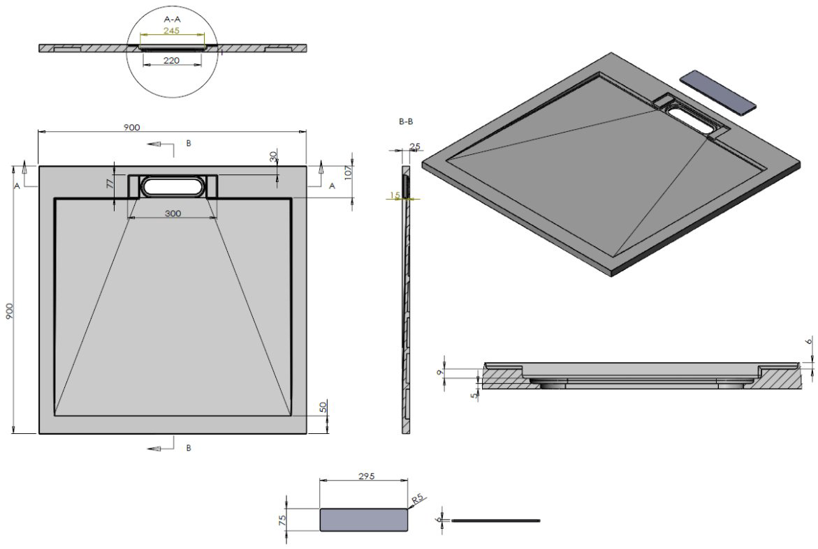 Душевой поддон KABINKA.KZ VST-4SRL9090W 90x90 низкий купить,254500