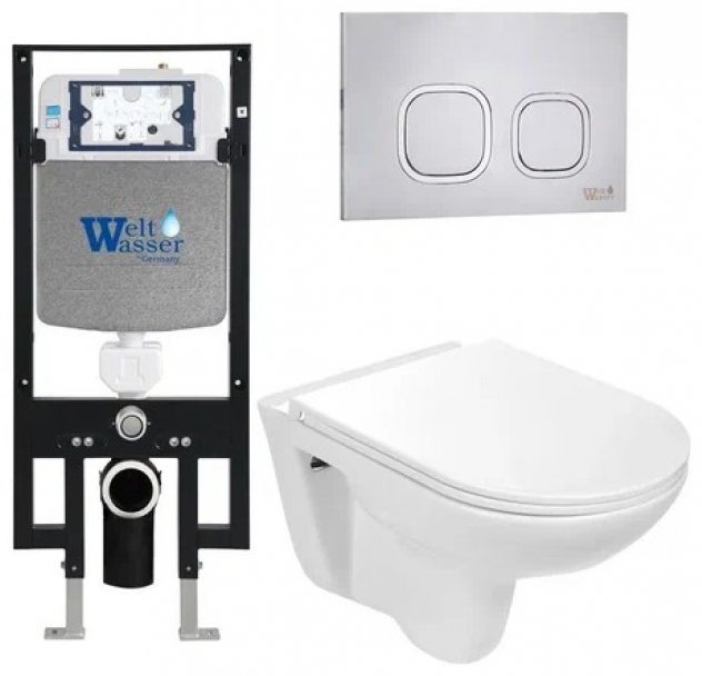 Унитаз WeltWasser Baarbach 004 GL-WT с инсталляцией белый купить,NaN