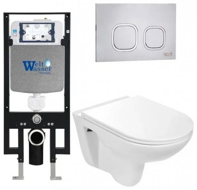Унитаз WeltWasser Baarbach 004 GL-WT с инсталляцией белый купить,NaN