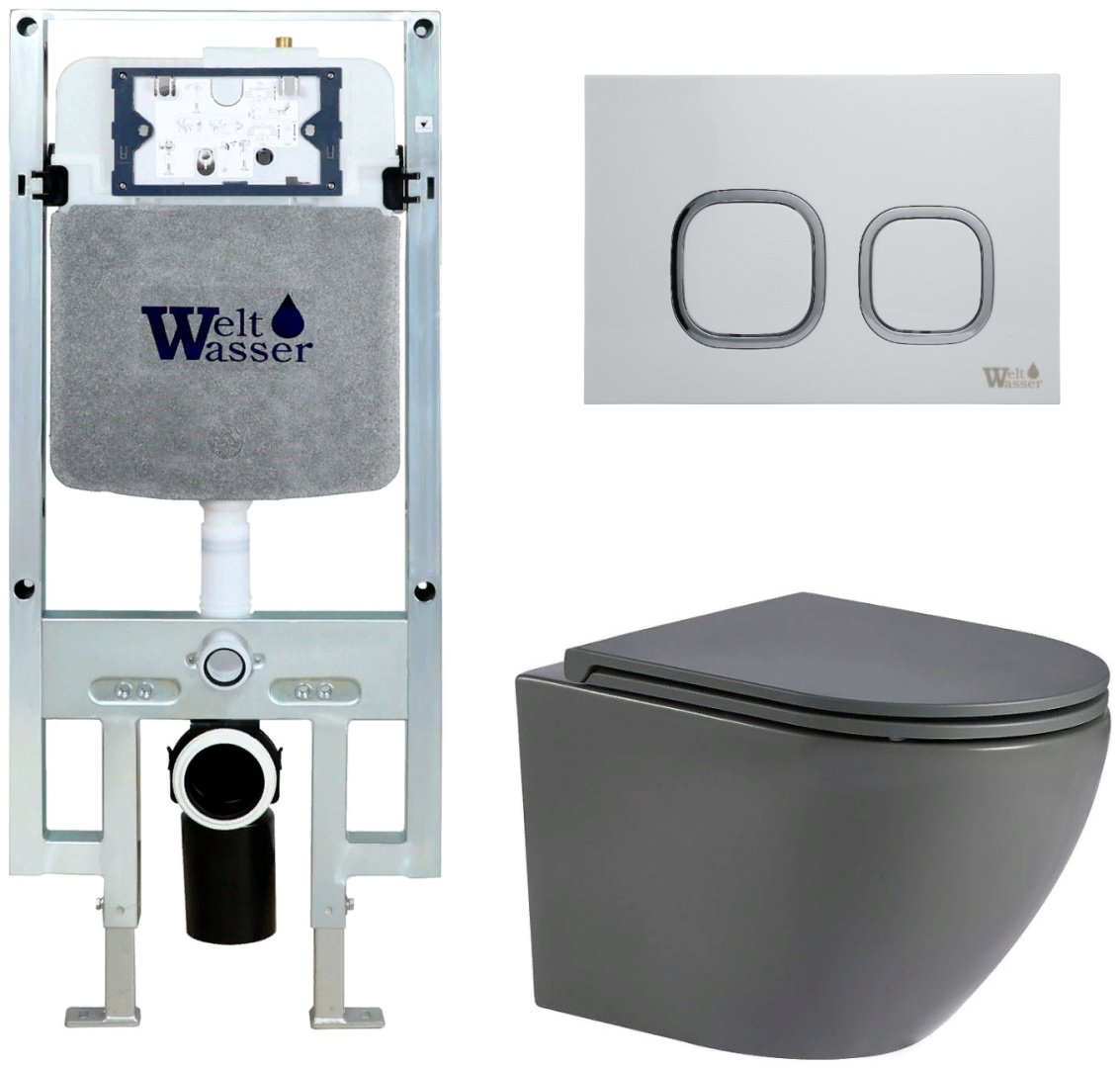 Унитаз WeltWasser Merzbach AM497ST68 с инсталляцией серый купить,311900