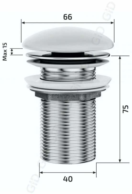 Донный клапан без перелива GID-ceramic 74401К Gmh100 40 мм купить,50800