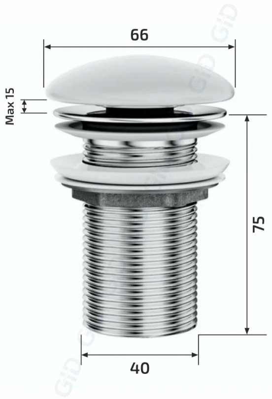 Донный клапан без перелива GID-ceramic 74401К Gmh100 40 мм купить,50800
