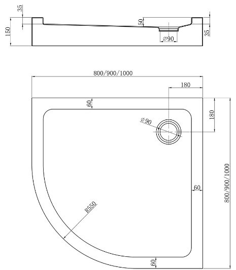 Душевой поддон Veconi TZ51B-80-C5 80x80 низкий купить,96400