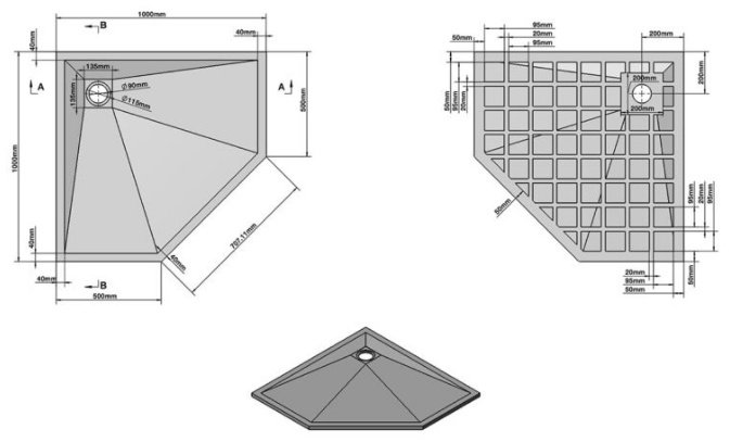 Душевой поддон KABINKA.KZ VST-4SP1010W 100x100 низкий