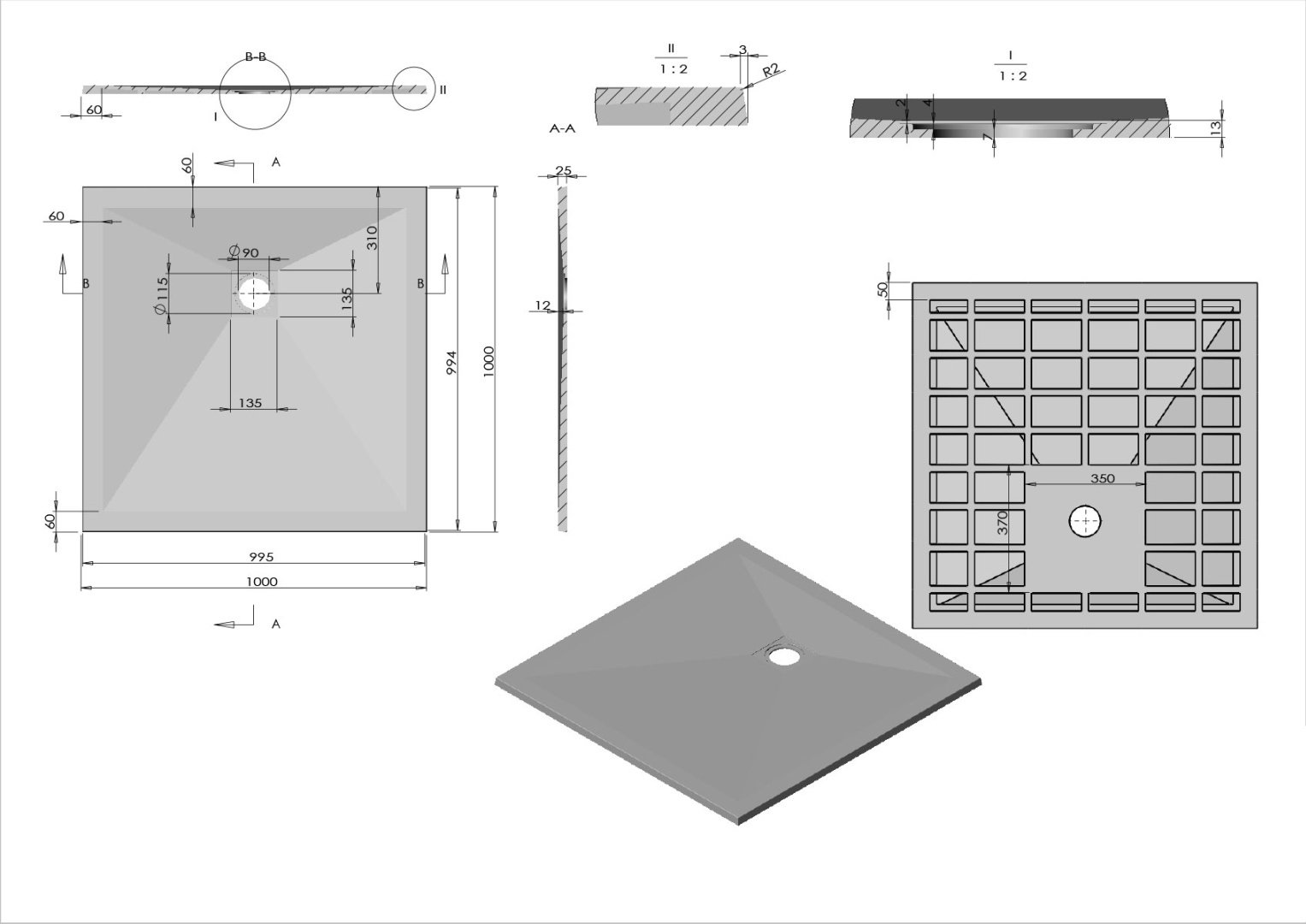 Душевой поддон KABINKA.KZ VST-4SR1010W 100x100 низкий купить,NaN