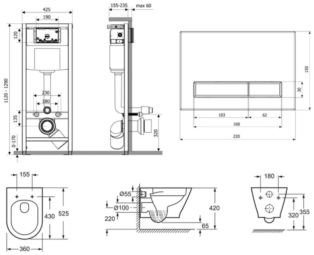 Унитаз Lavinia Boho 87561062 с инсталляцией белый