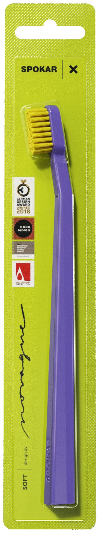 Spokar Зубная щетка 3429 X soft, 2500 мягких щетинок из полиэстра d&#61;0,15 мм фиолетовая зубная щетка мягкая 1 шт
