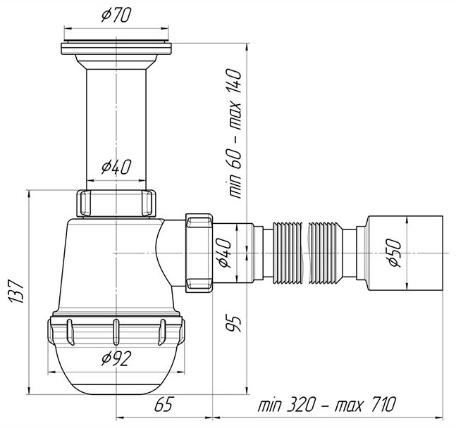 Сифон АНИ пласт А 0510 Ани Грот 1 1/2x40 40х50 купить,4200