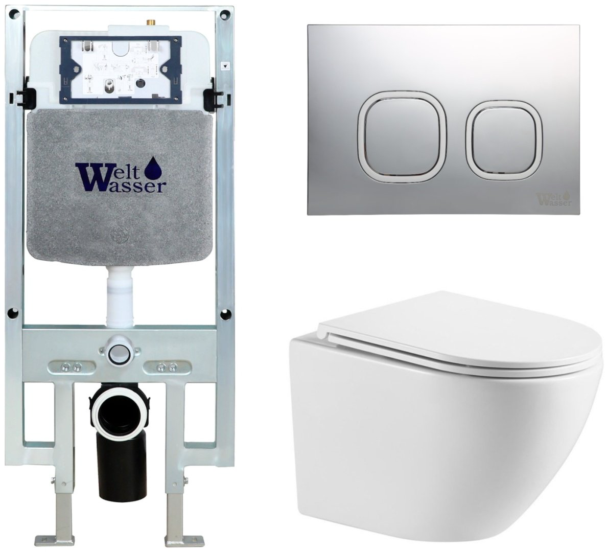 WeltWasser унитаз с инсталляцией MERZBACH 043 GL-WT, санфаянс купить,290800