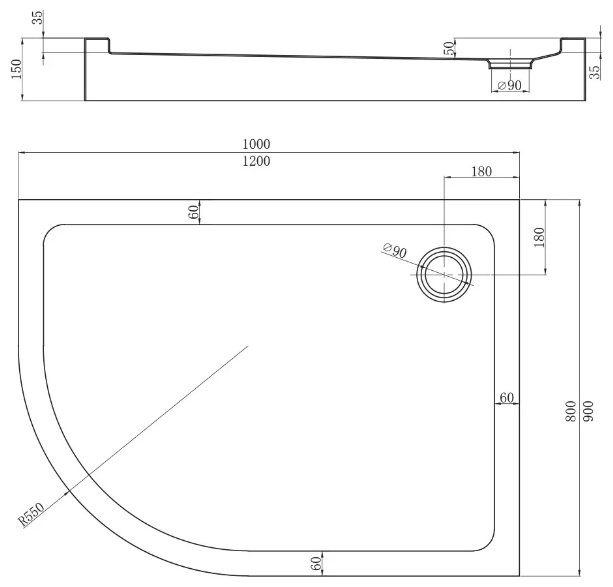 Душевой поддон Veconi TZ55R-12080-C5 120x80 низкий купить,NaN