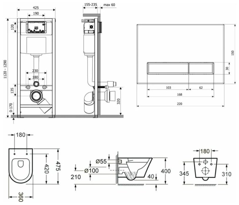 Унитаз Lavinia Boho 75110160 с инсталляцией белый