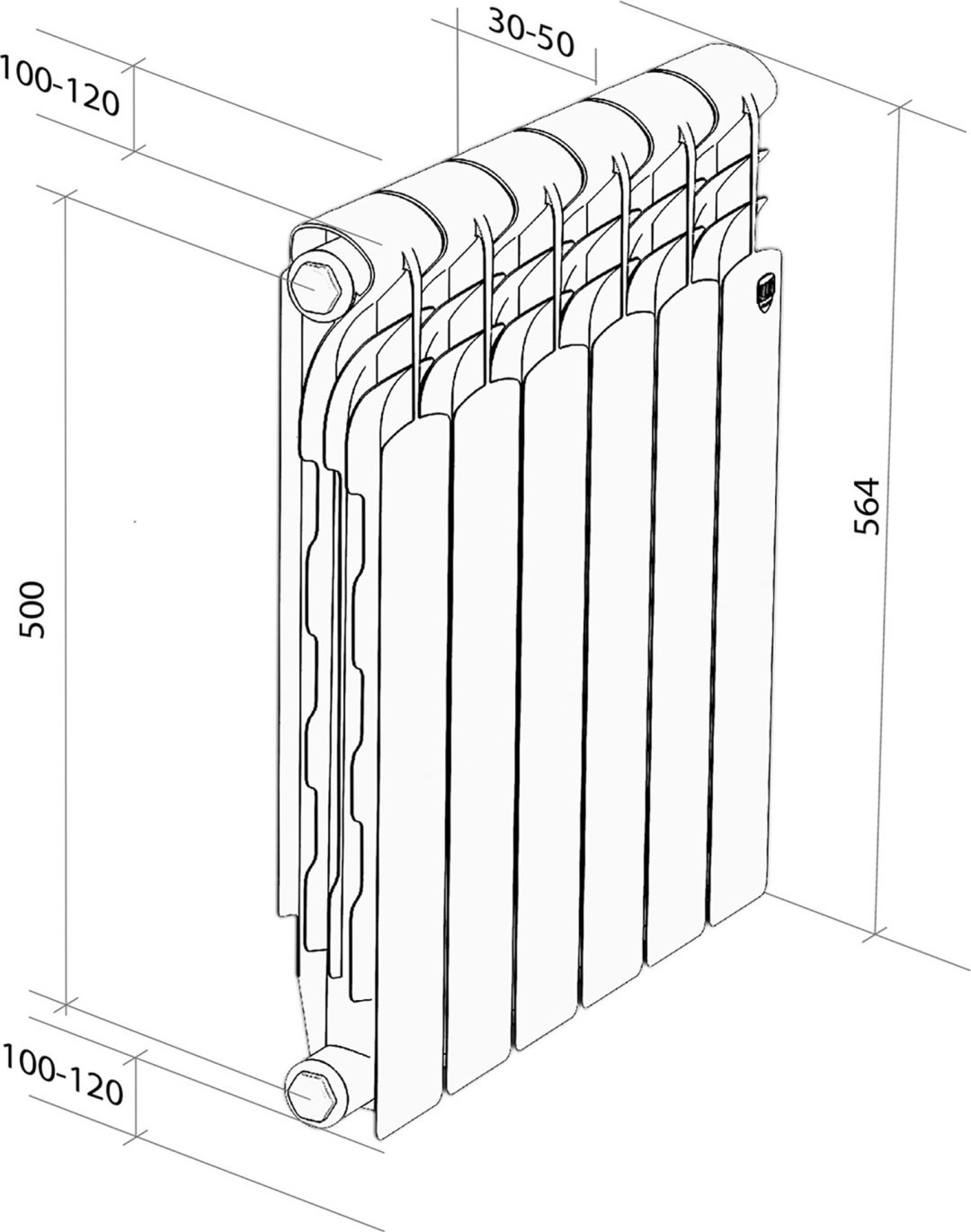Радиатор Royal Thermo секционный Revolution Bimetall 500 без присоединительного набора биметаллический, кол-во секций: 12 купить,110900