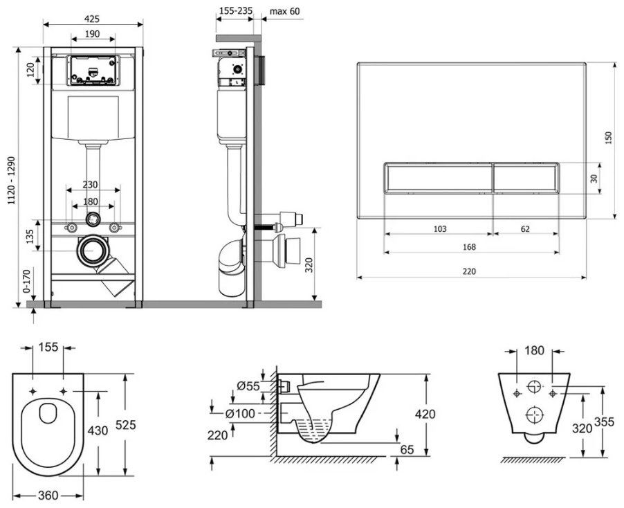 Унитаз Lavinia Boho 87561104 с инсталляцией белый