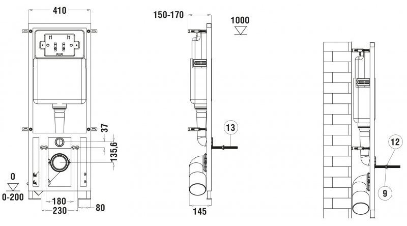 WeltWasser унитаз с инсталляцией Erlenbach, санфаянс