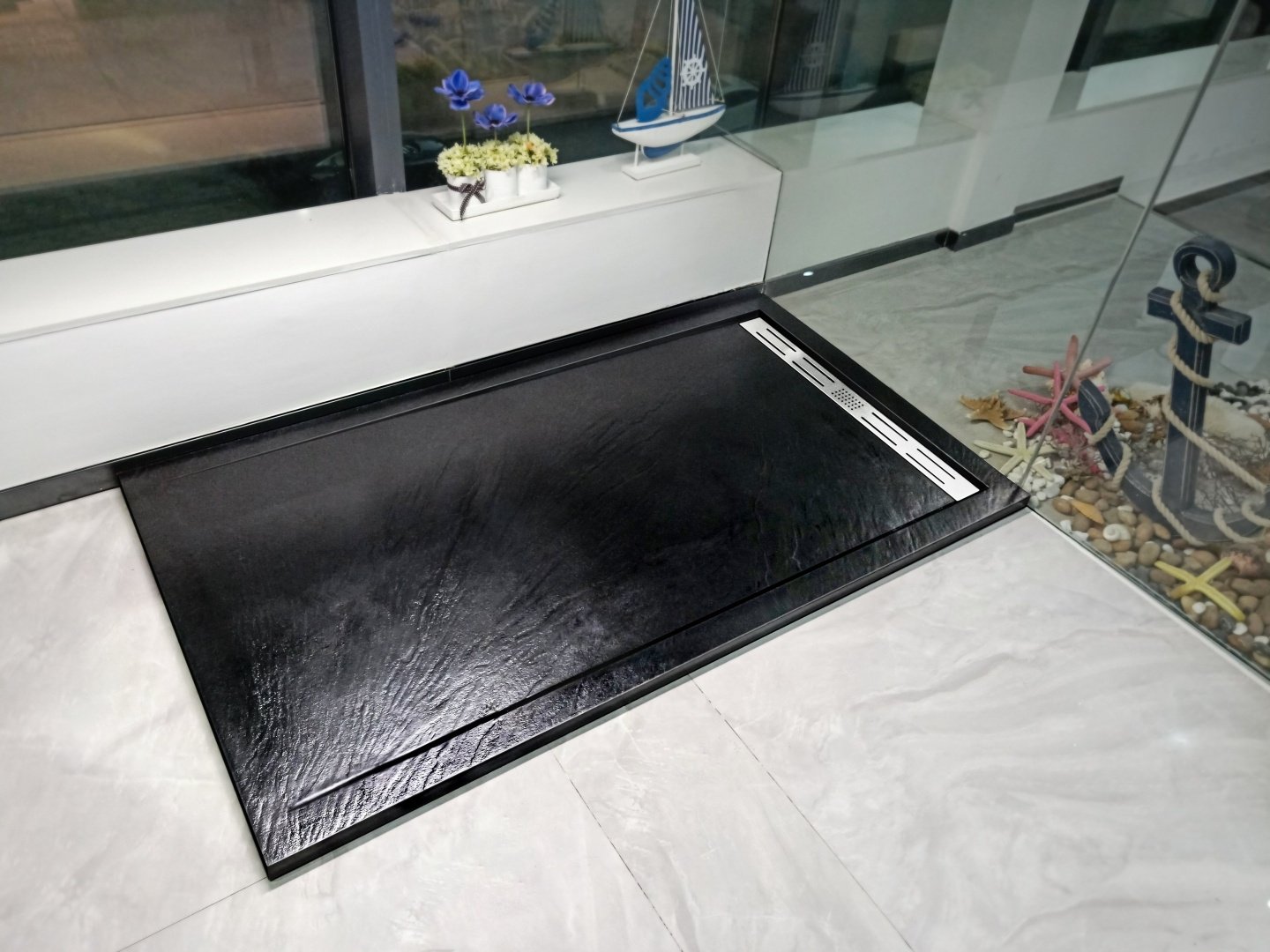 Душевой поддон KABINKA.KZ TRS 12090 STONE-BL 120x90 низкий