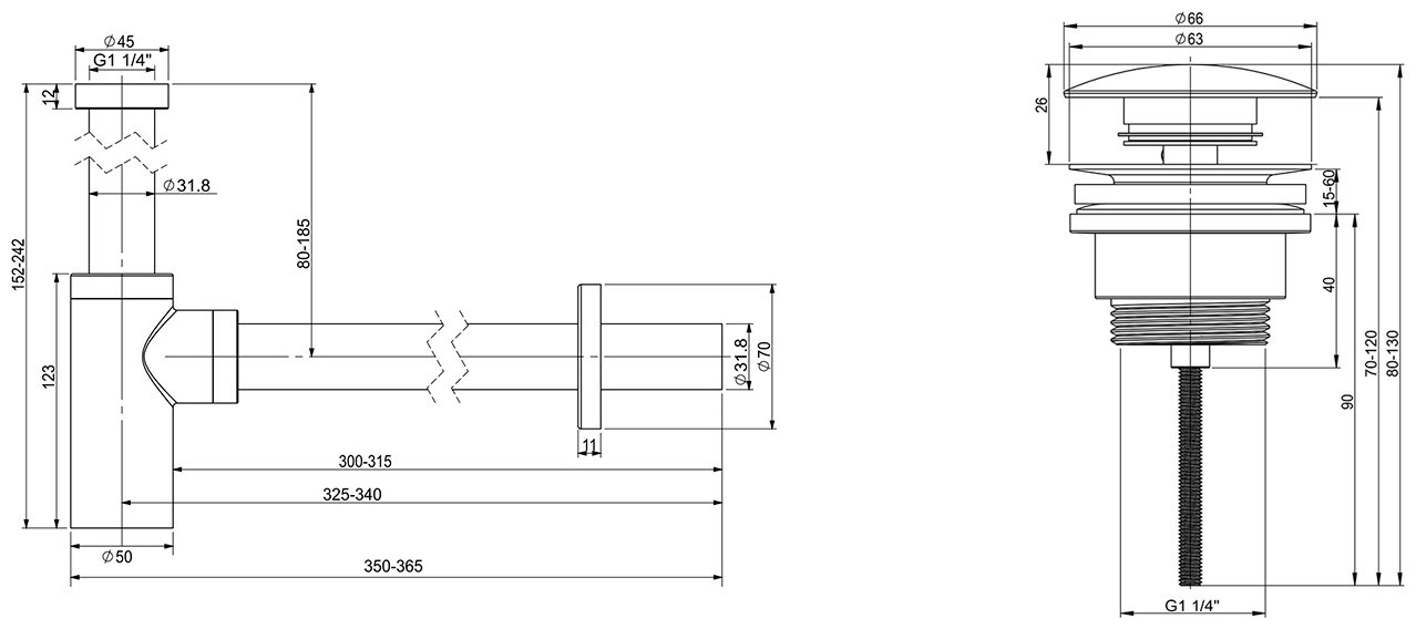 Сифон Wellsee Drainage System 182106003 1 1/4