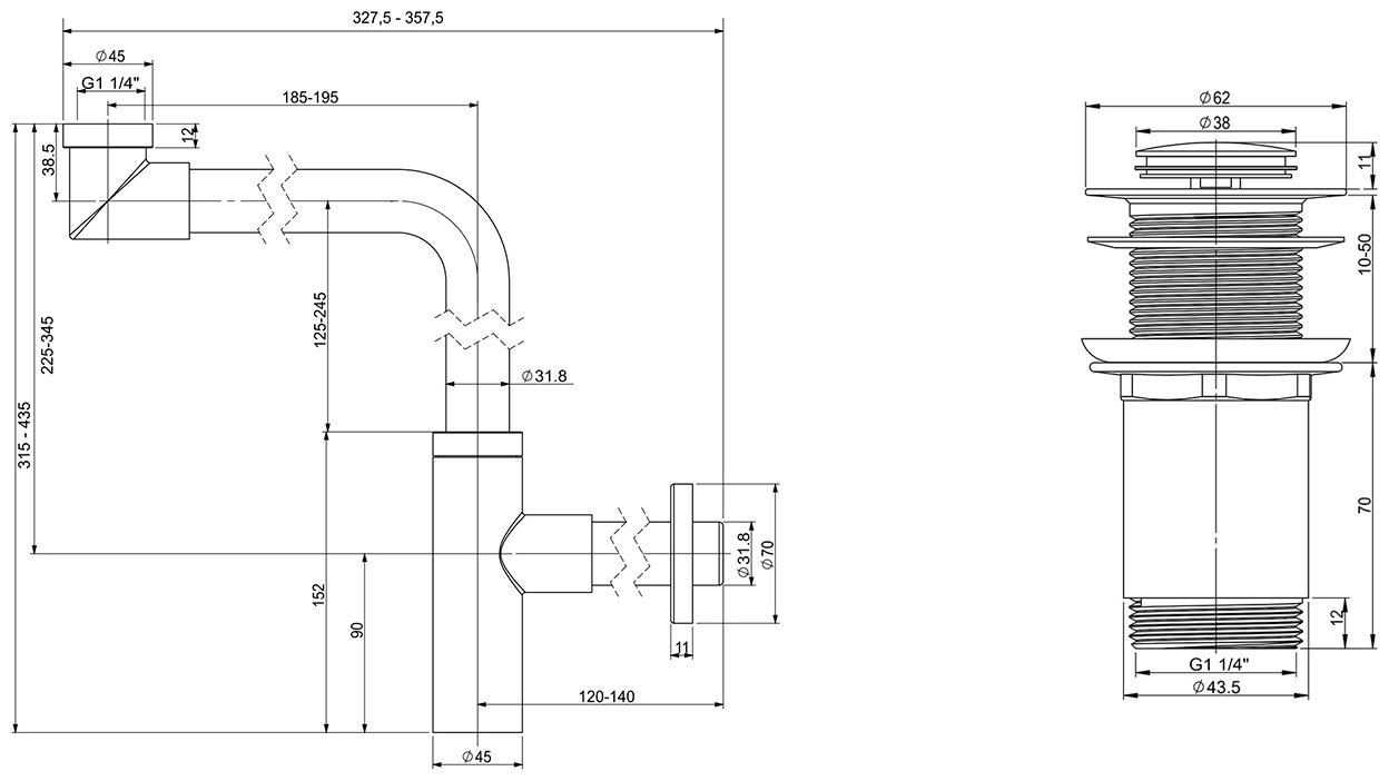 Сифон Wellsee Drainage System 182128002 1 1/4
