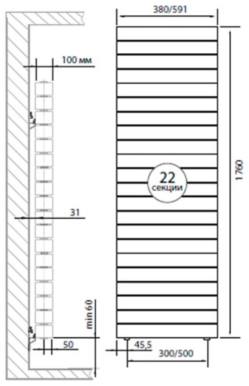 Радиатор Royal Thermo секционный PianoForte Tower 500/Silver Satin биметаллический, кол-во секций: 22