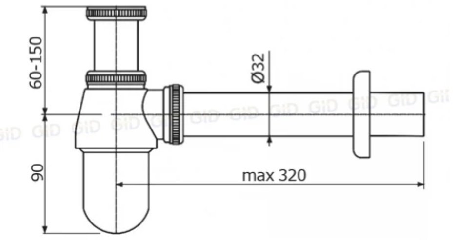Сифон GID-ceramic G-56CH 32 мм